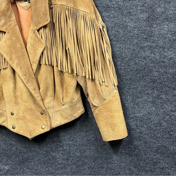 Vintage Real Life Suede Leather Fringe Jacket Women’s Size Small - Picture 4 of 16